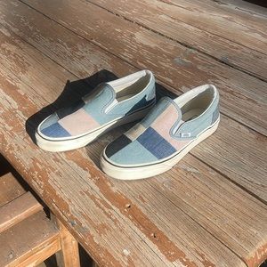 VANS Classic Slip on (PATCHWORK DENIM) RARE!!! 7.5 Women’s